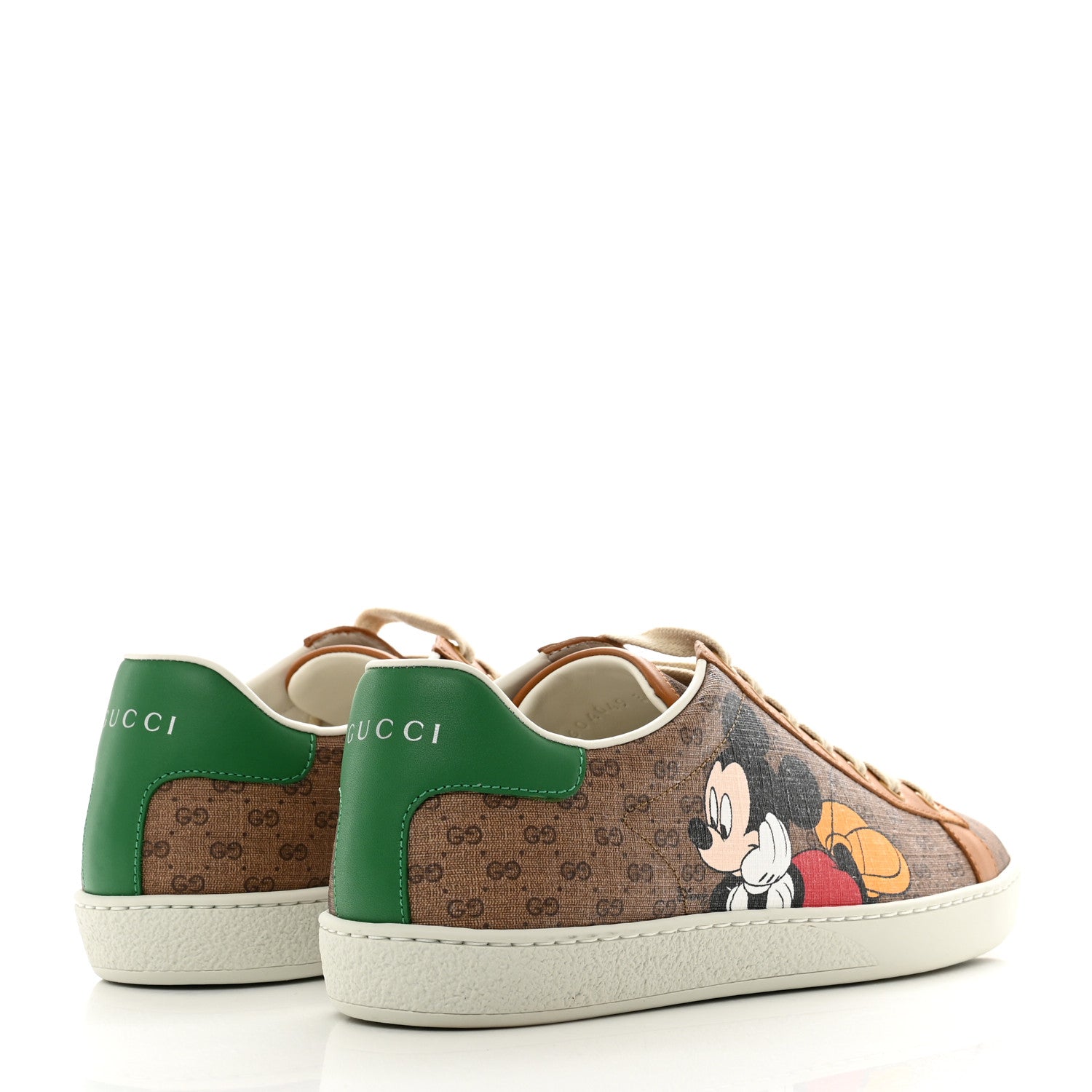Gucci X DISNEY Mini Vintage GG Supreme Monogram Mickey Mouse Womens Ace Sneakers 38 Beige Vintage Sun Oil 4 of 9