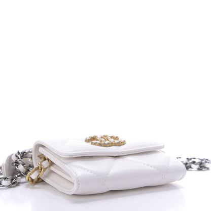 Chanel Lambskin Quilted 19 Flap Coin Purse With Chain White 4 of 10