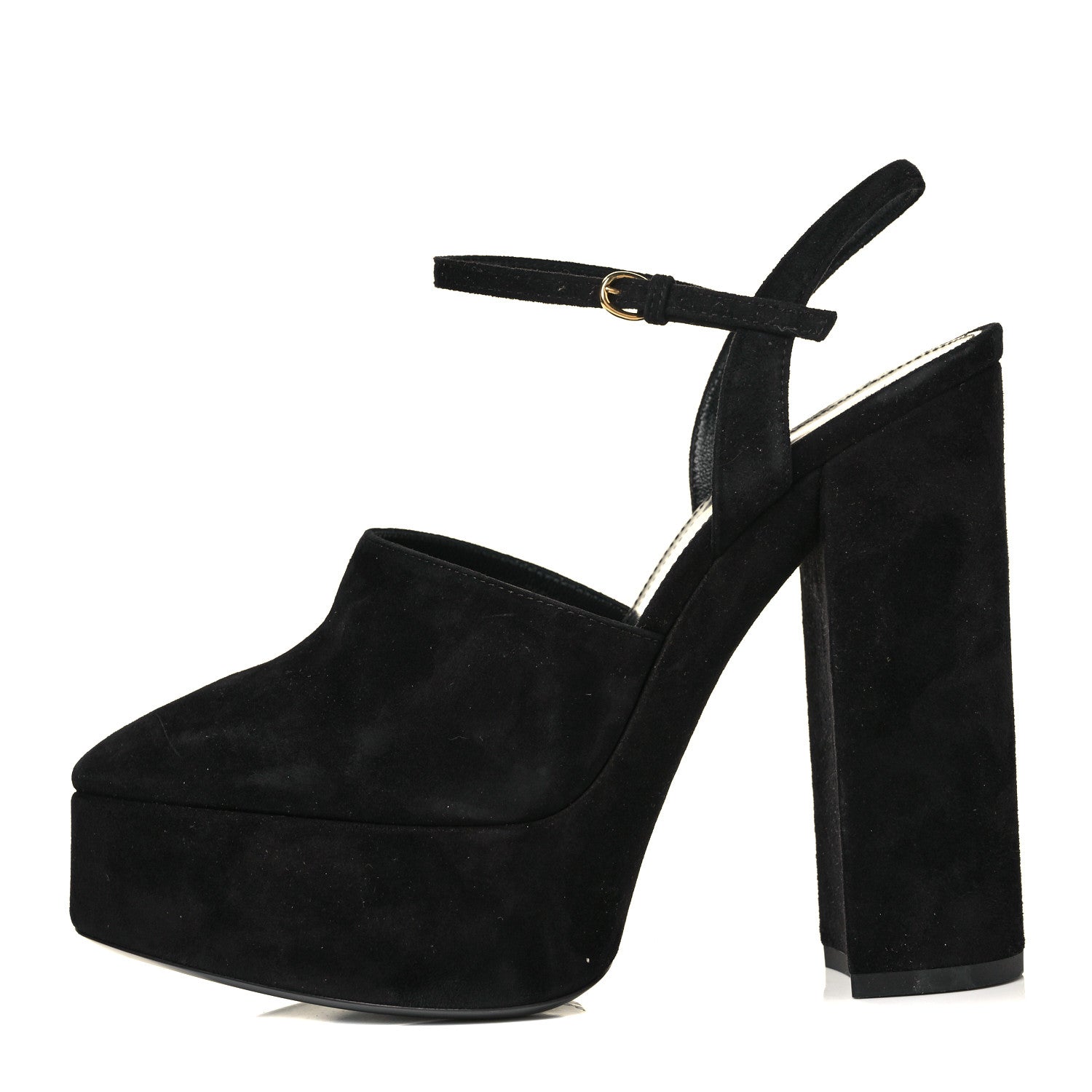 Saint Laurent Kid Scamosciato Kassia 95 Platform Pump 37.5 Black 1 of 9