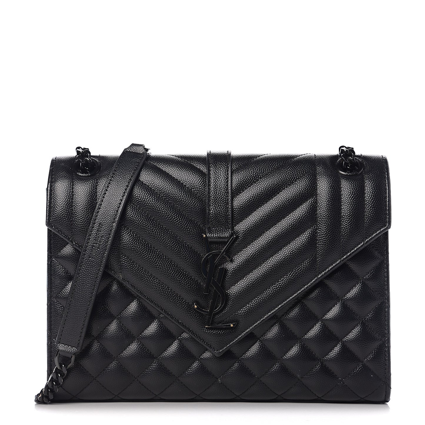 Grain De Poudre Textured Mixed Matelasse Triquilt Medium Monogram Satchel Black