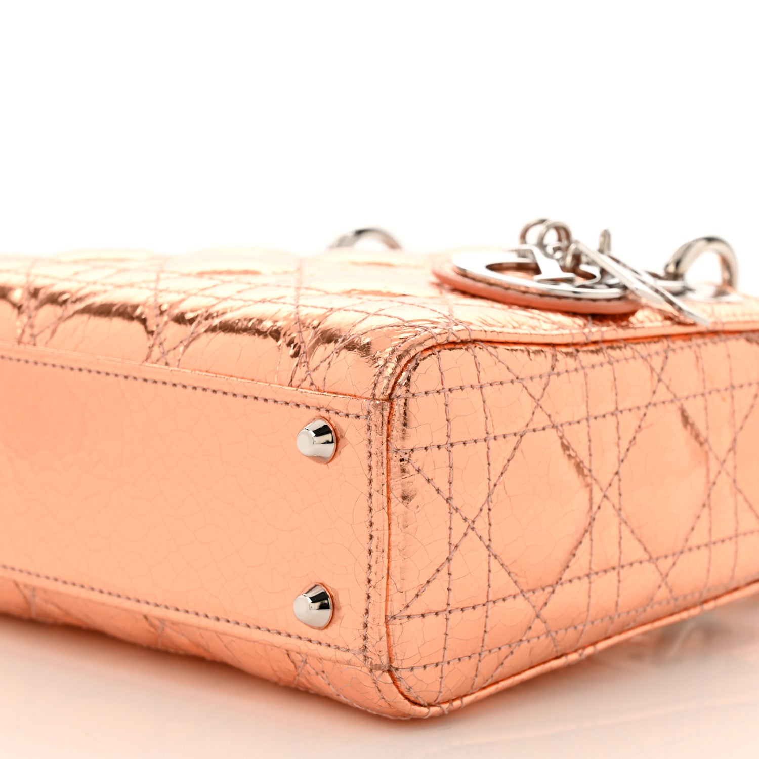 Christian Dior Metallic Calfskin Cannage Mini Lady Dior Pink 9 of 9