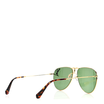 Louis Vuitton Metal Aviator Sunglasses Z1380U Gold Green 4 of 8