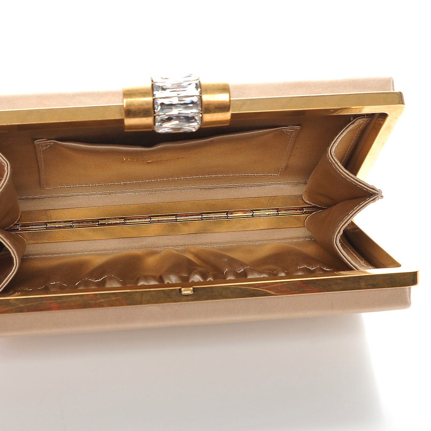 Satin Y Mail Clutch Gold