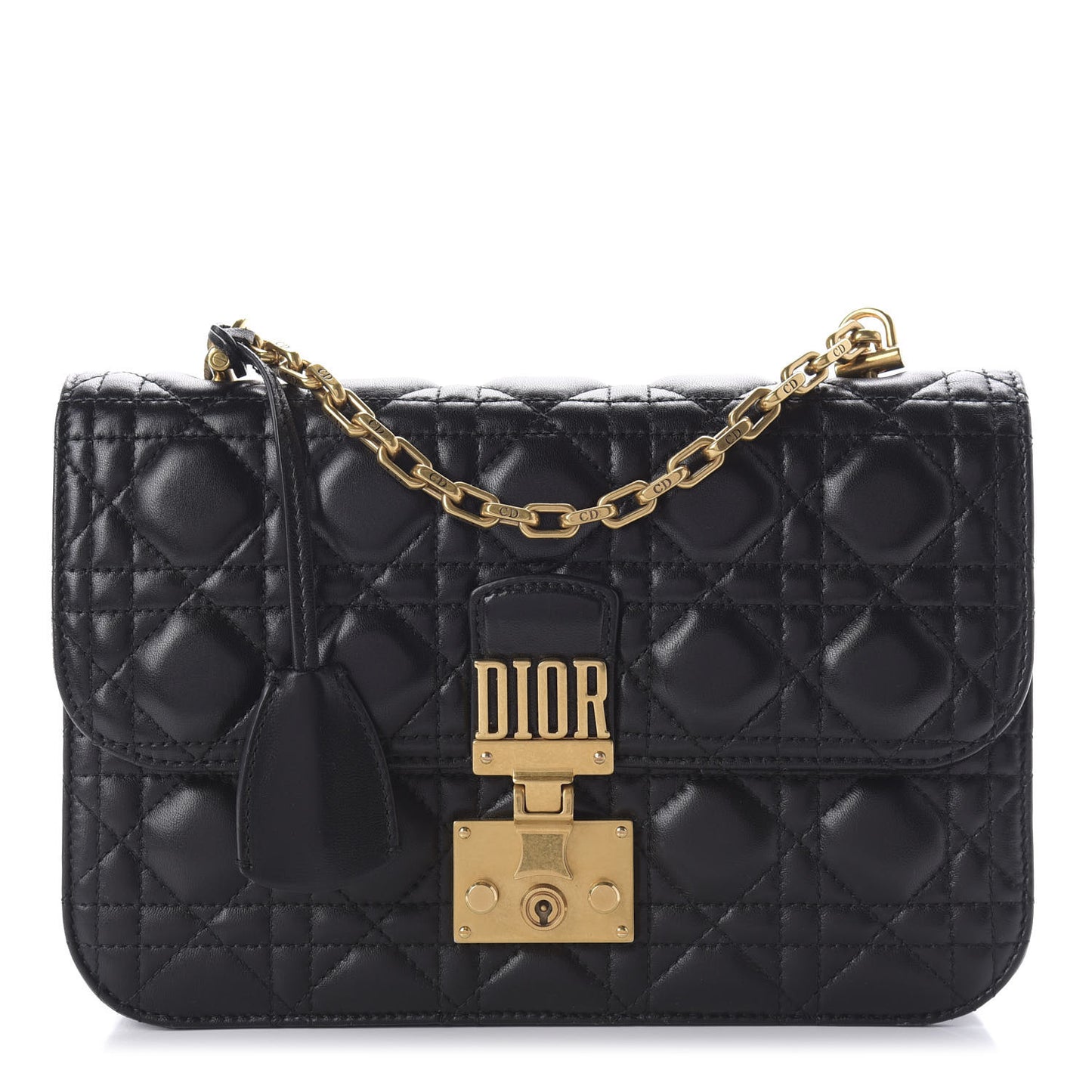 Lambskin Cannage Large Dioraddict Flap Bag Black