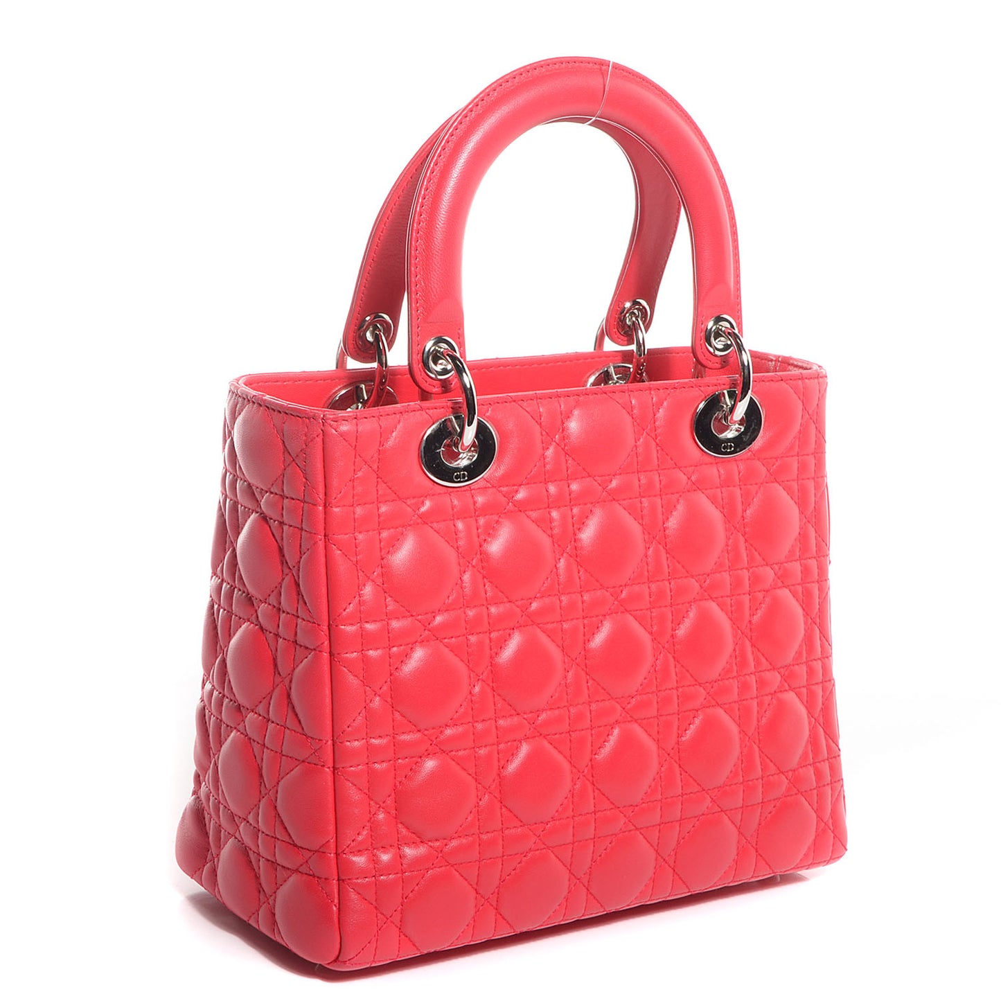 Lambskin Cannage Medium Lady Dior Coral