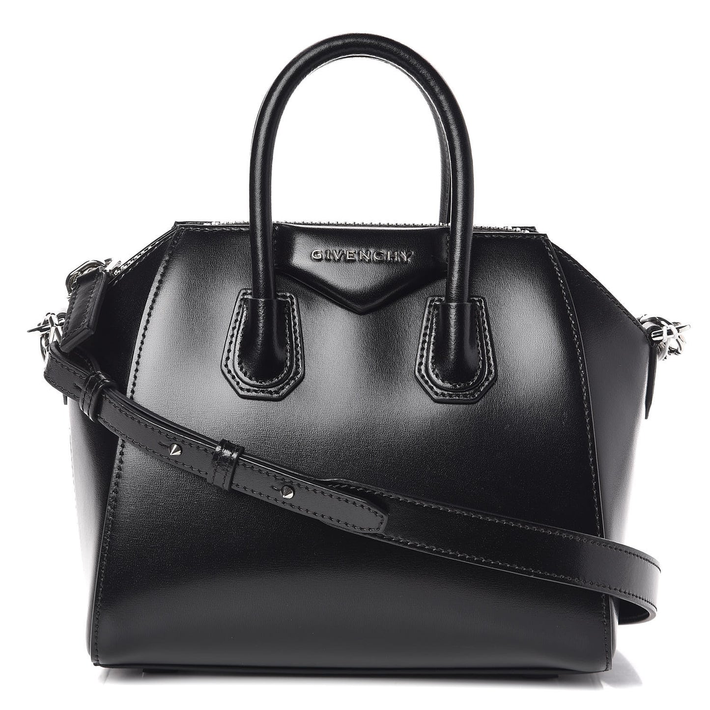 Shiny Lord Calfskin Mini Antigona Black
