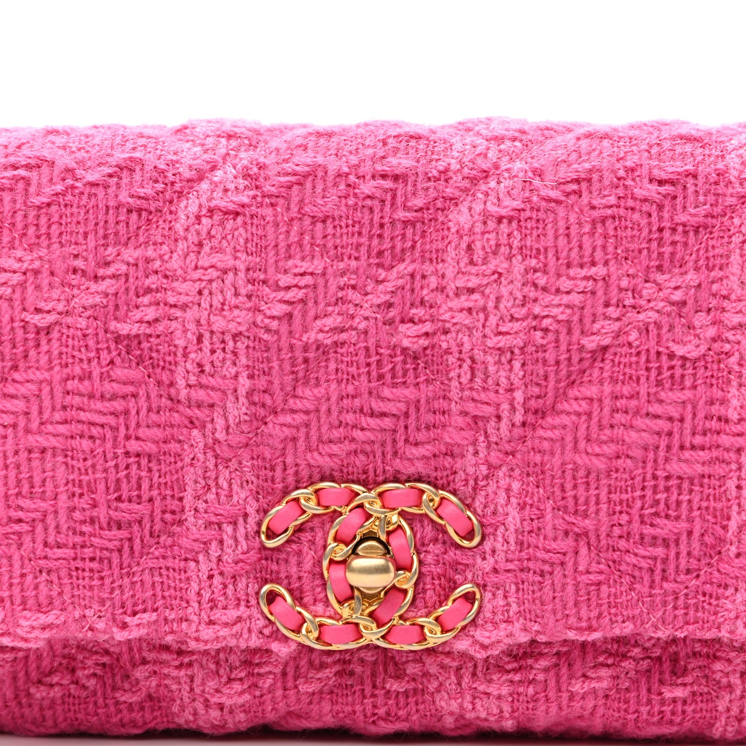 Chanel Tweed Quilted Chanel 19 Waist Bag Pink 8 of 11