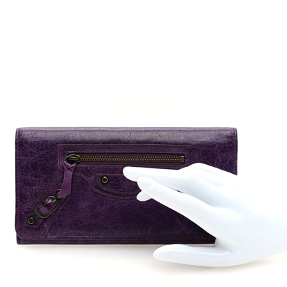 Balenciaga Agneau Classic Hardware Continental Zip Around Wallet Violet 2 of 6