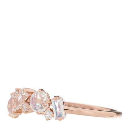 Suzanne Kalan 14K Rose Gold Diamond Rainbow Moonstone Amalfi Blend Half Band Ring 56 7.5 3 of 6