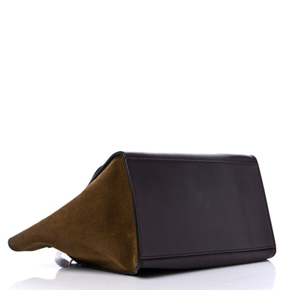 Celine Calfskin Suede Tri-Color Medium Trapeze Burgundy 4 of 15