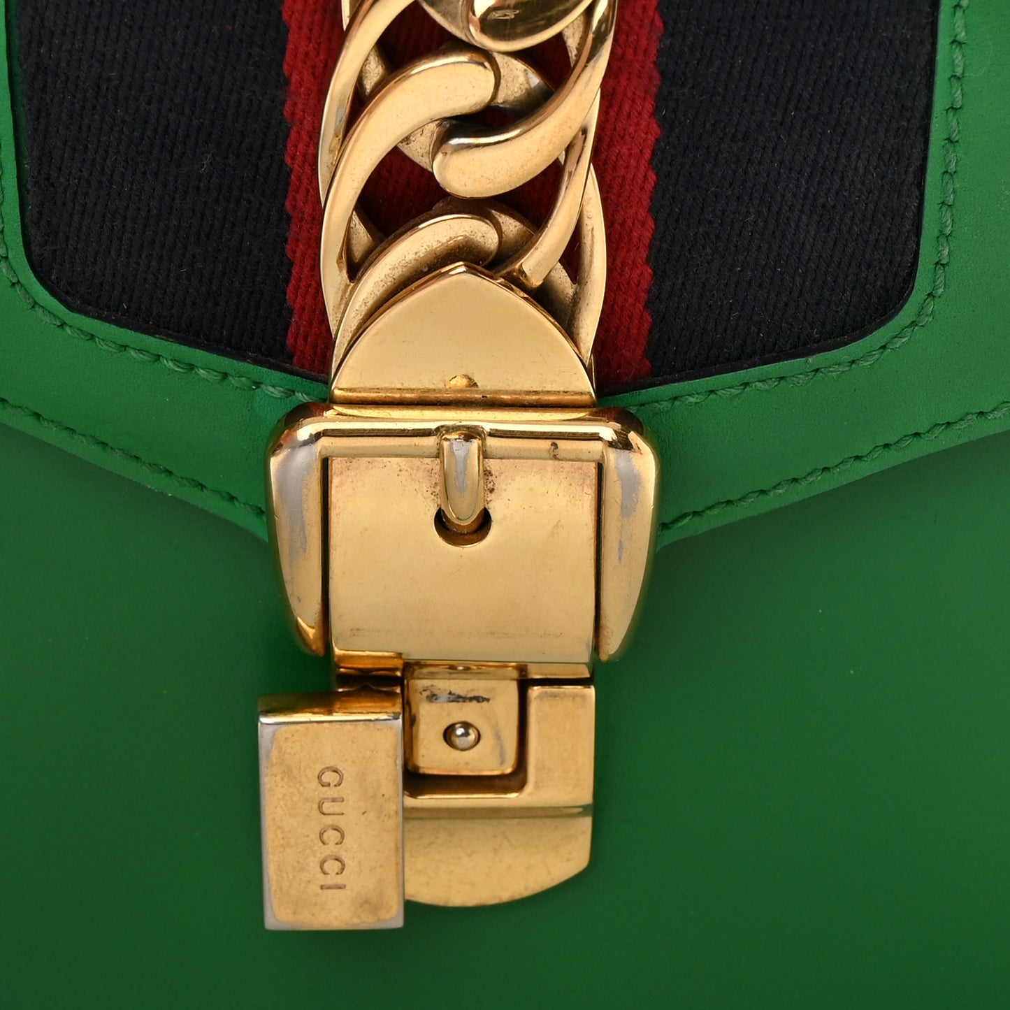 Vitello Fontanella Web Mini Sylvie Top Handle Bag Synthetic Green Garden