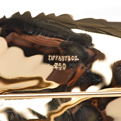 Tiffany 18K Yellow Gold Brushed Leaf Brooch Pin 3 of 4