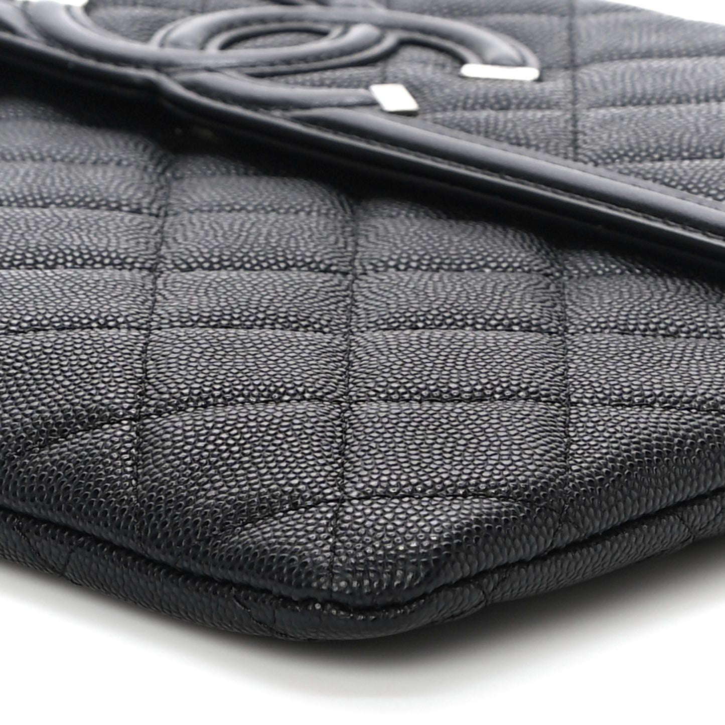 Caviar Quilted Filigree Flap Pouch Black