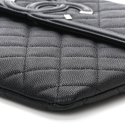Chanel Caviar Quilted Filigree Flap Pouch Black 10 of 11