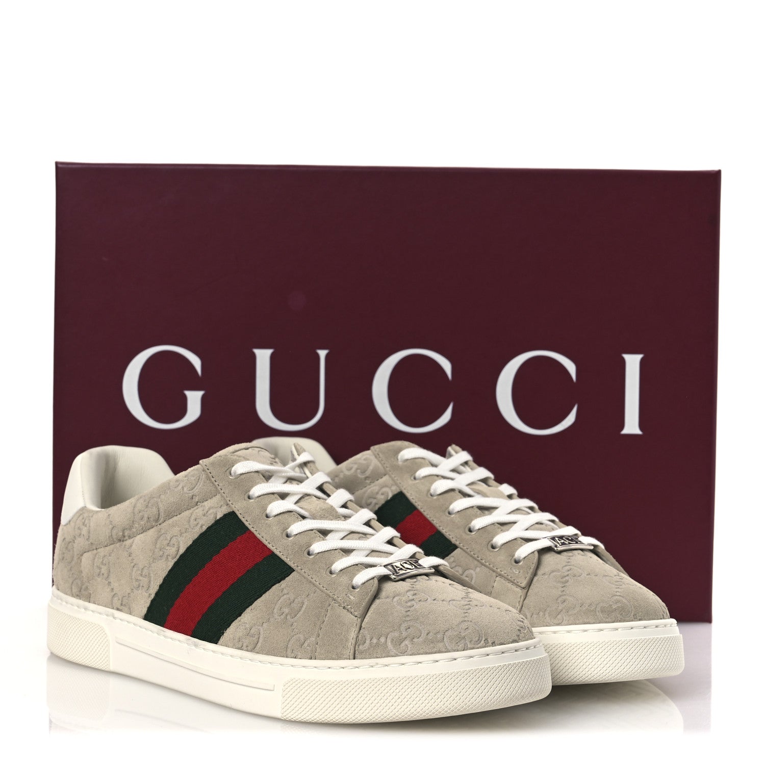 Gucci Suede Web Mens Ace Sneakers 8.5 Oatmeal 12 of 12