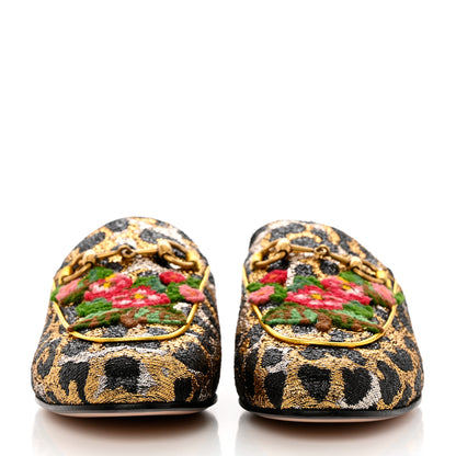 Gucci Lurex Jacquard Leopard Embroidered Womens Princetown Slippers 36 Black Gold 2 of 10