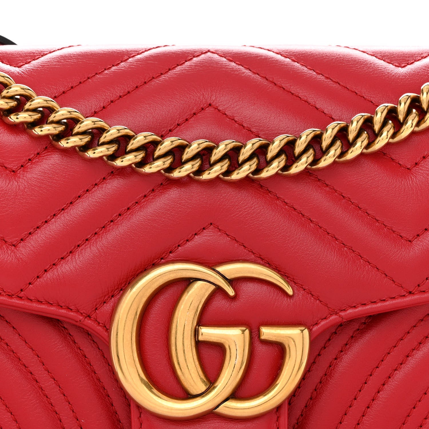 Gucci Calfskin Matelasse Small GG Marmont Shoulder Bag Hibiscus Red 9 of 11