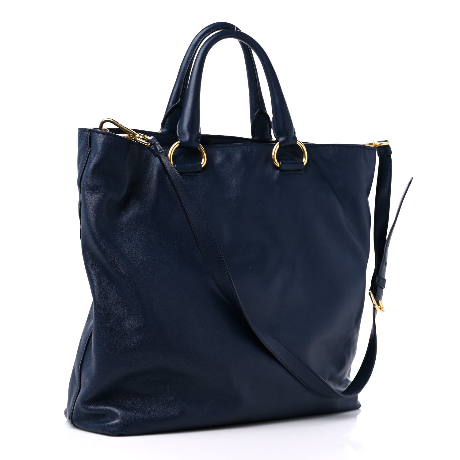 Prada Soft Calf Shopping Tote Bluette 2 of 10