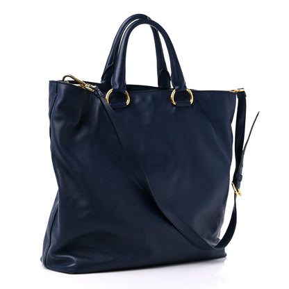 Prada Soft Calf Shopping Tote Bluette 2 of 10