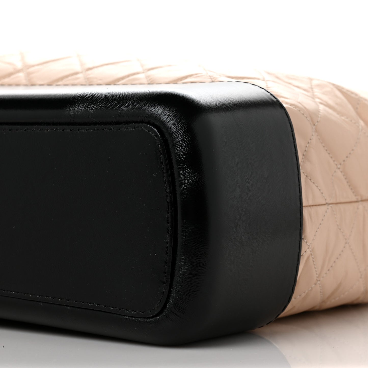 Aged Calfskin Quilted Large Gabrielle Shopping Tote Beige Black