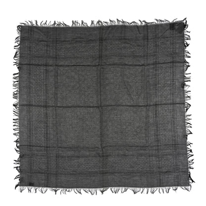 Gucci Wool Silk GG Monogram Diamante Plaid Surviee Shawl Graphite Black 1 of 3