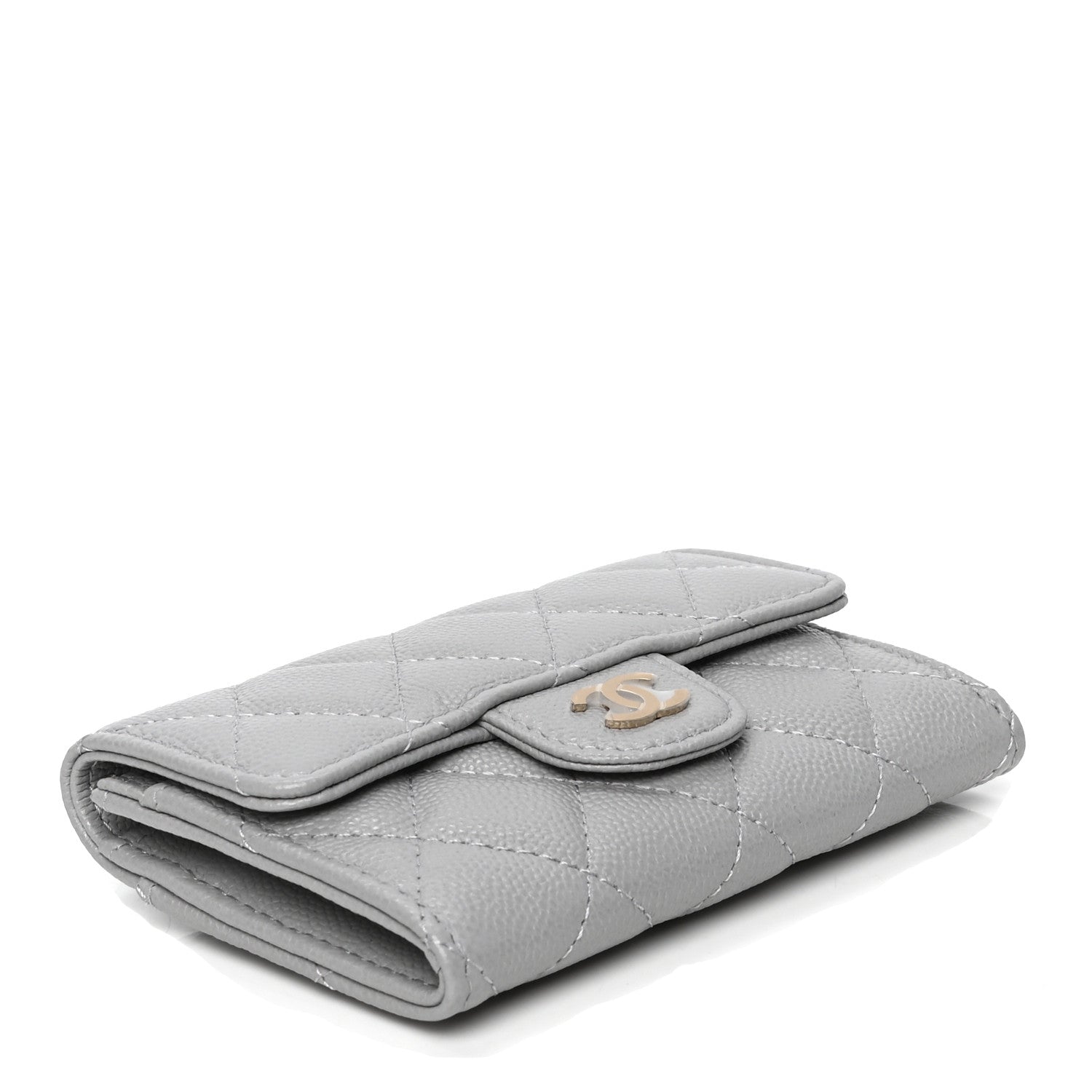 Chanel Caviar Quilted Flap Card Holder Wallet Grey 3 of 4