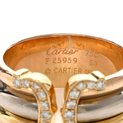 Cartier 18K Pink Yellow White Gold Diamond 11mm C De Cartier Ring 53 6.25 5 of 5
