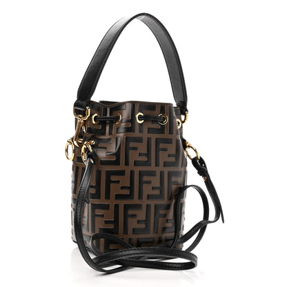 Fendi Vitello Liberty F is Fendi Bi-Color FF 1974 Embossed Mini Mon Tresor Bucket Bag Maya Black 3 of 11