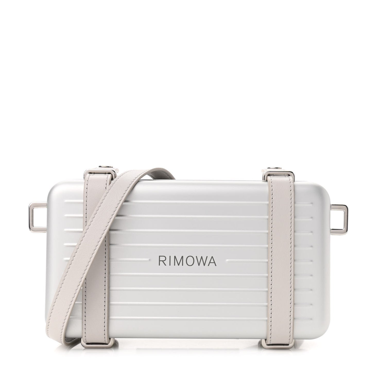 X RIMOWA Aluminum Personal Clutch On Strap Silver