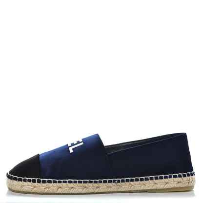 Chanel Velvet Logo Espadrilles 39 Navy Black 1 of 8