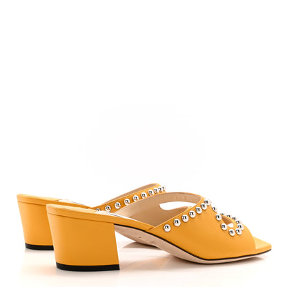 Jimmy Choo Calfskin Jacci 45 Studded Mule Sandals 41 Sun Silver 4 of 10