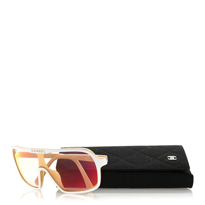 Chanel Acetate Shield Quilted Sunglasses 71655A White Gold 8 of 8