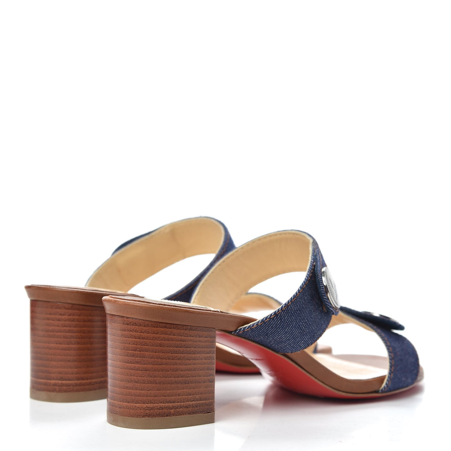 Denim Calfskin Sandenim Double Strap Sandal 35 Blue