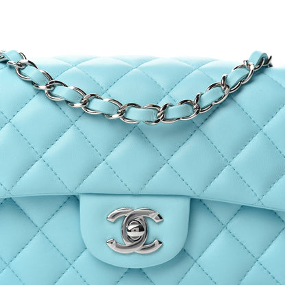 Chanel Lambskin Quilted Mini Rectangular Flap Neon Blue 10 of 11