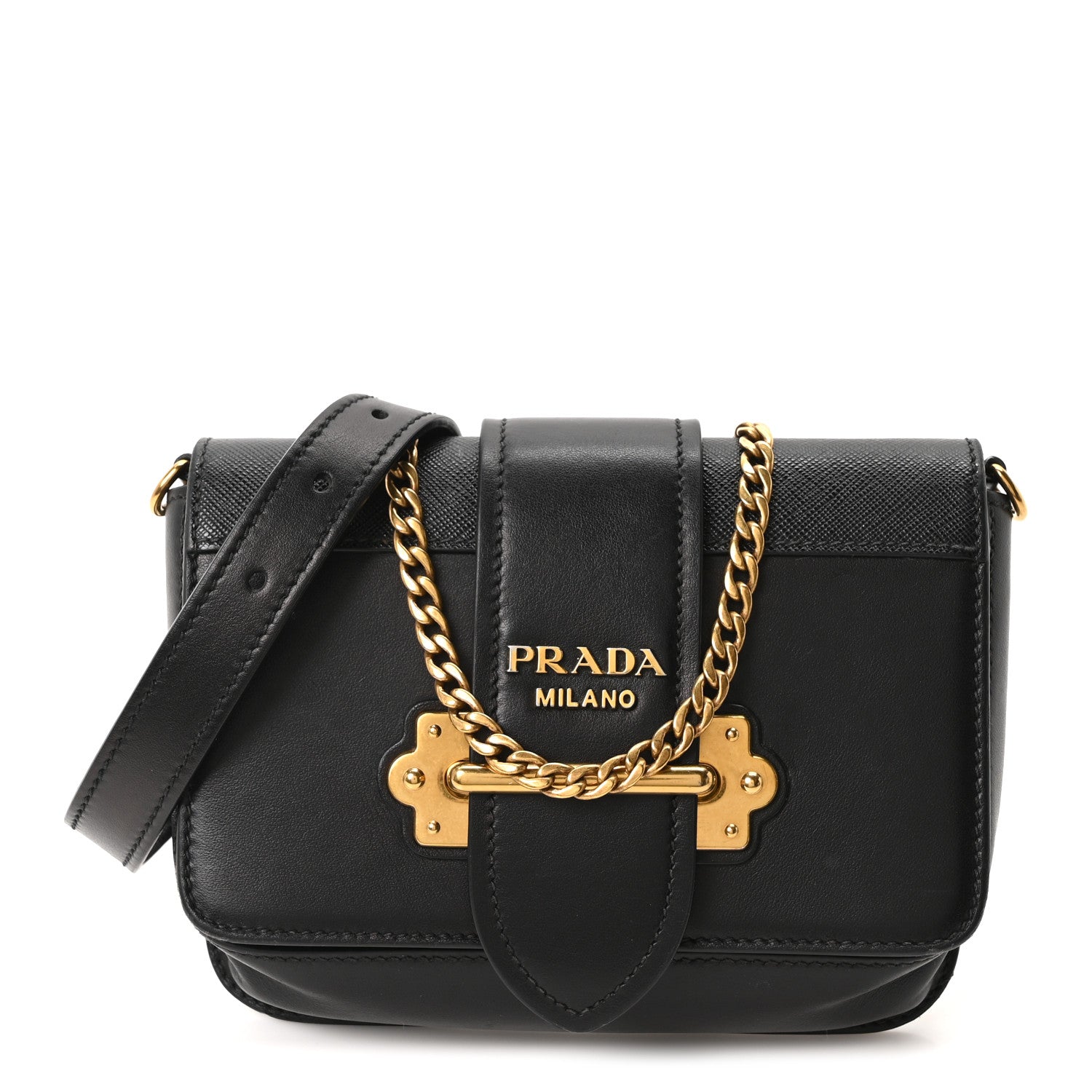 Prada Saffiano City Calf Cahier Belt Bag Black 1 of 9