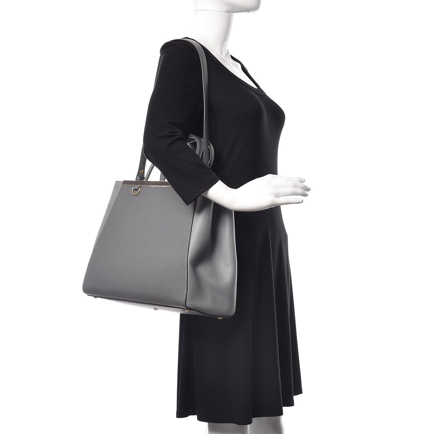 Fendi Vitello Elite Flamingo Regular 2Jours Tote Grigio Grigio Chiaro 2 of 11