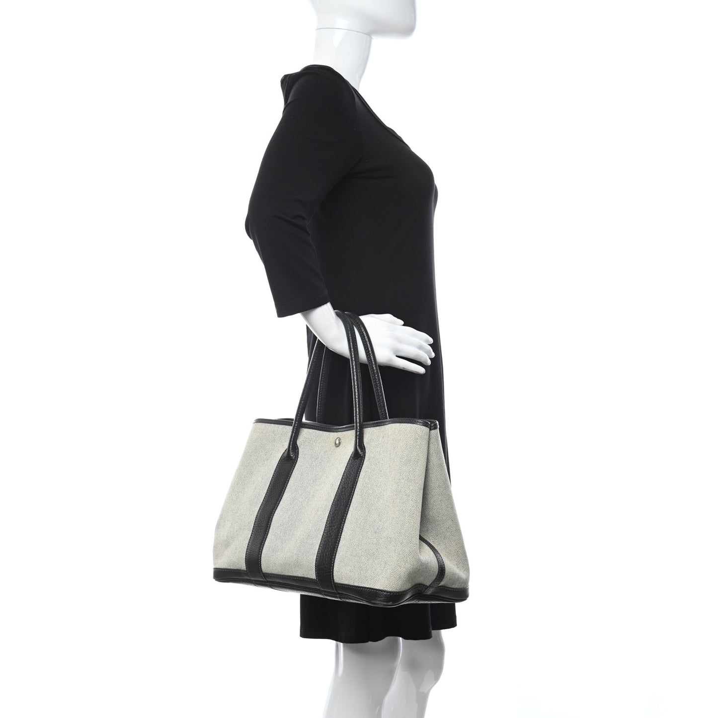 Twill H Negonda Garden Party 36 MM Tote Ecru Black