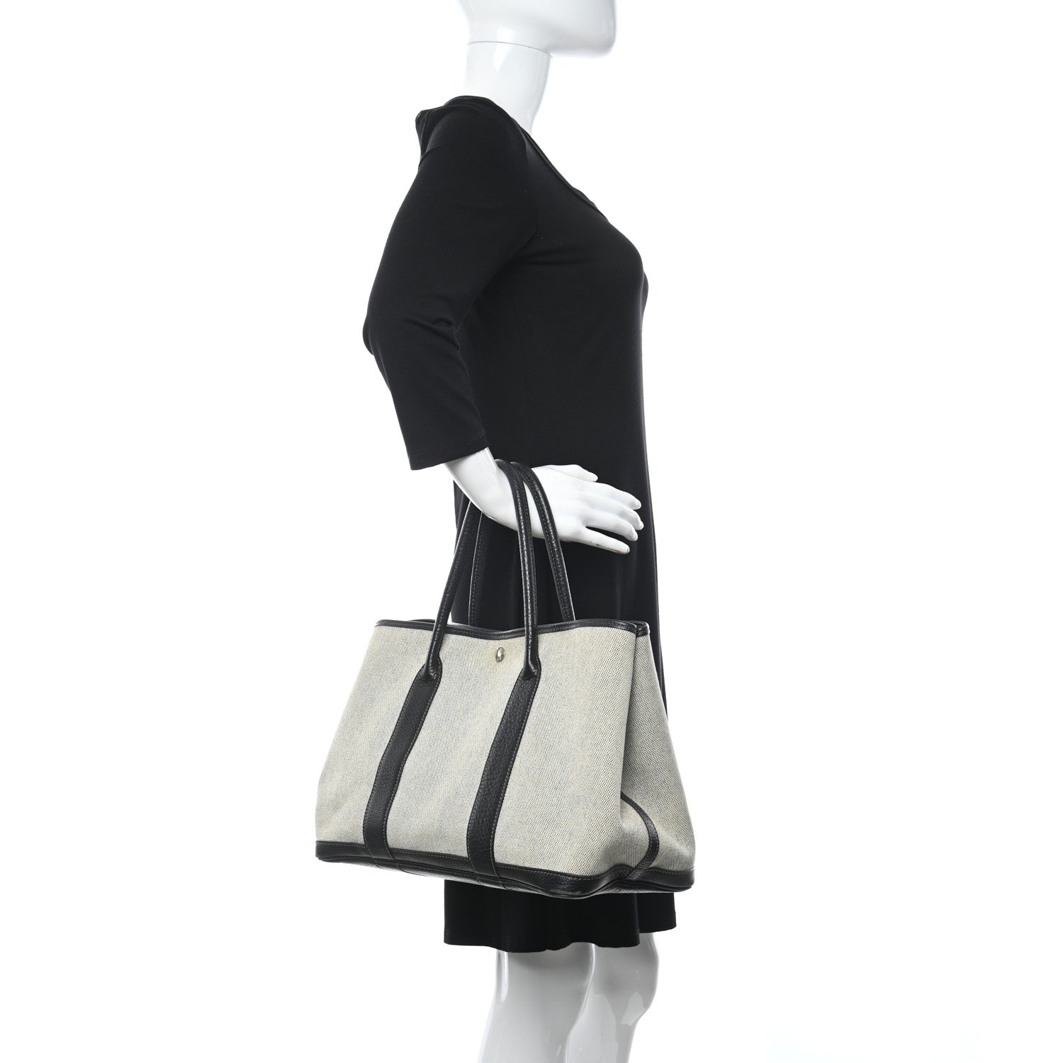 Hermes Twill H Negonda Garden Party 36 MM Tote Ecru Black 2 of 12