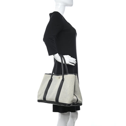 Hermes Twill H Negonda Garden Party 36 MM Tote Ecru Black 2 of 12