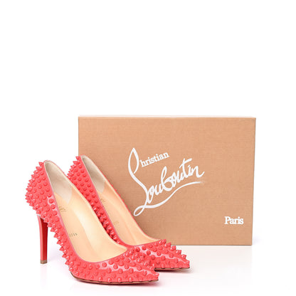 Christian Louboutin Patent Pigalle Spikes 100 Pumps 36.5 Rose Paris 8 of 8