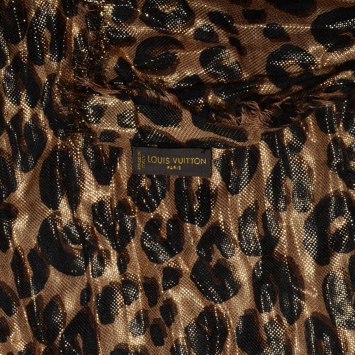 Cashmere Silk Leopard Etole Stole Marron