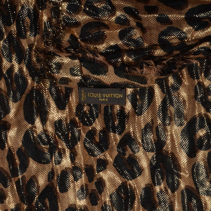 Louis Vuitton Cashmere Silk Leopard Etole Stole Marron 5 of 6