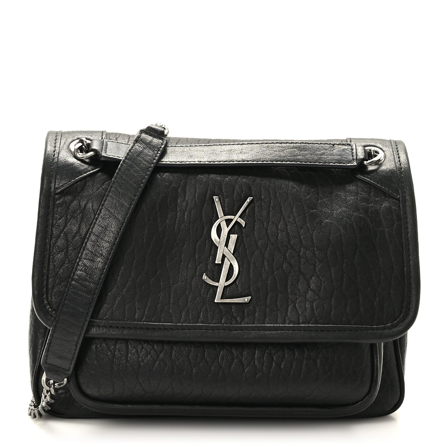 Grained Lambskin Monogram Baby Niki Chain Satchel Black