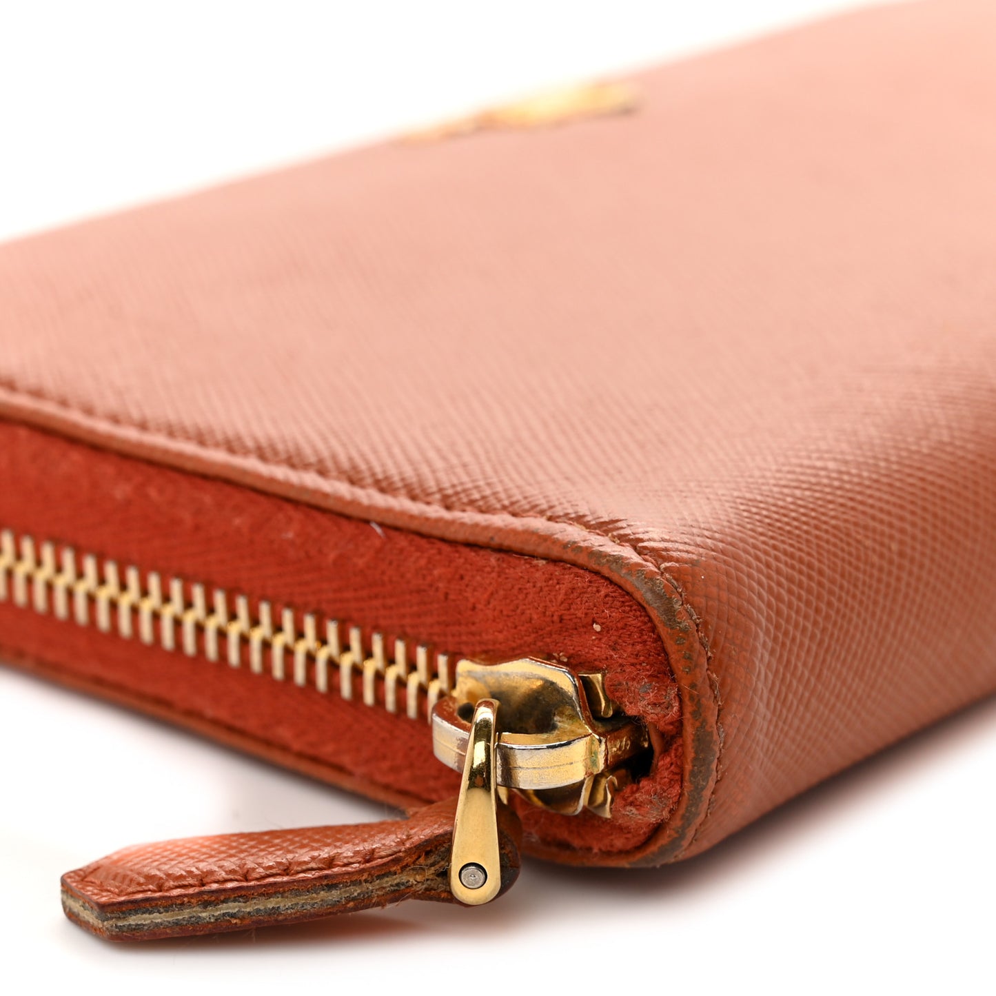 Saffiano Metal Zip Around Wallet Rame