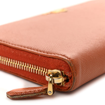 Prada Saffiano Metal Zip Around Wallet Rame 8 of 8