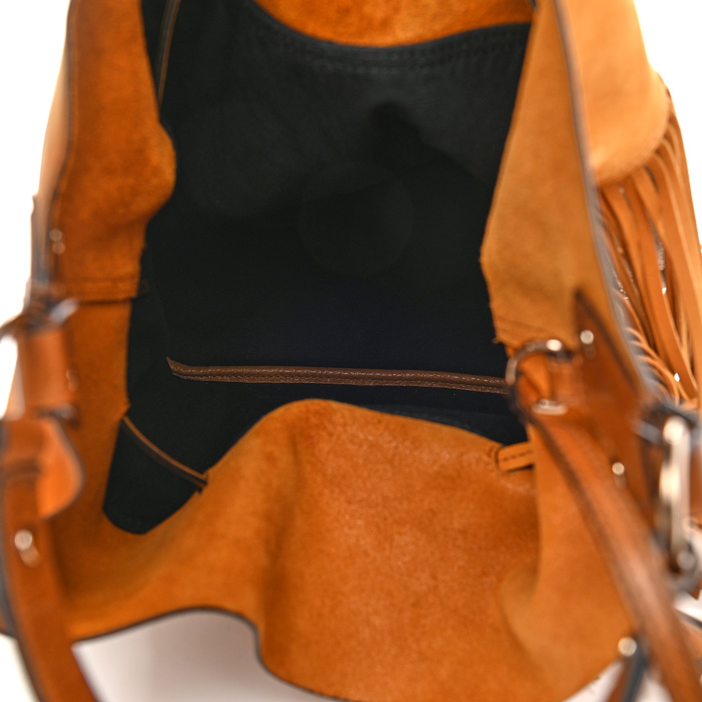 Suede Fringe Large Belgrove Bucket Bag Tan