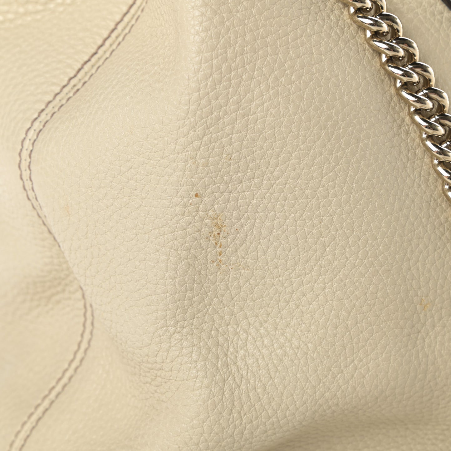 Pebbled Calfskin Medium Soho Chain Shoulder Bag Off White