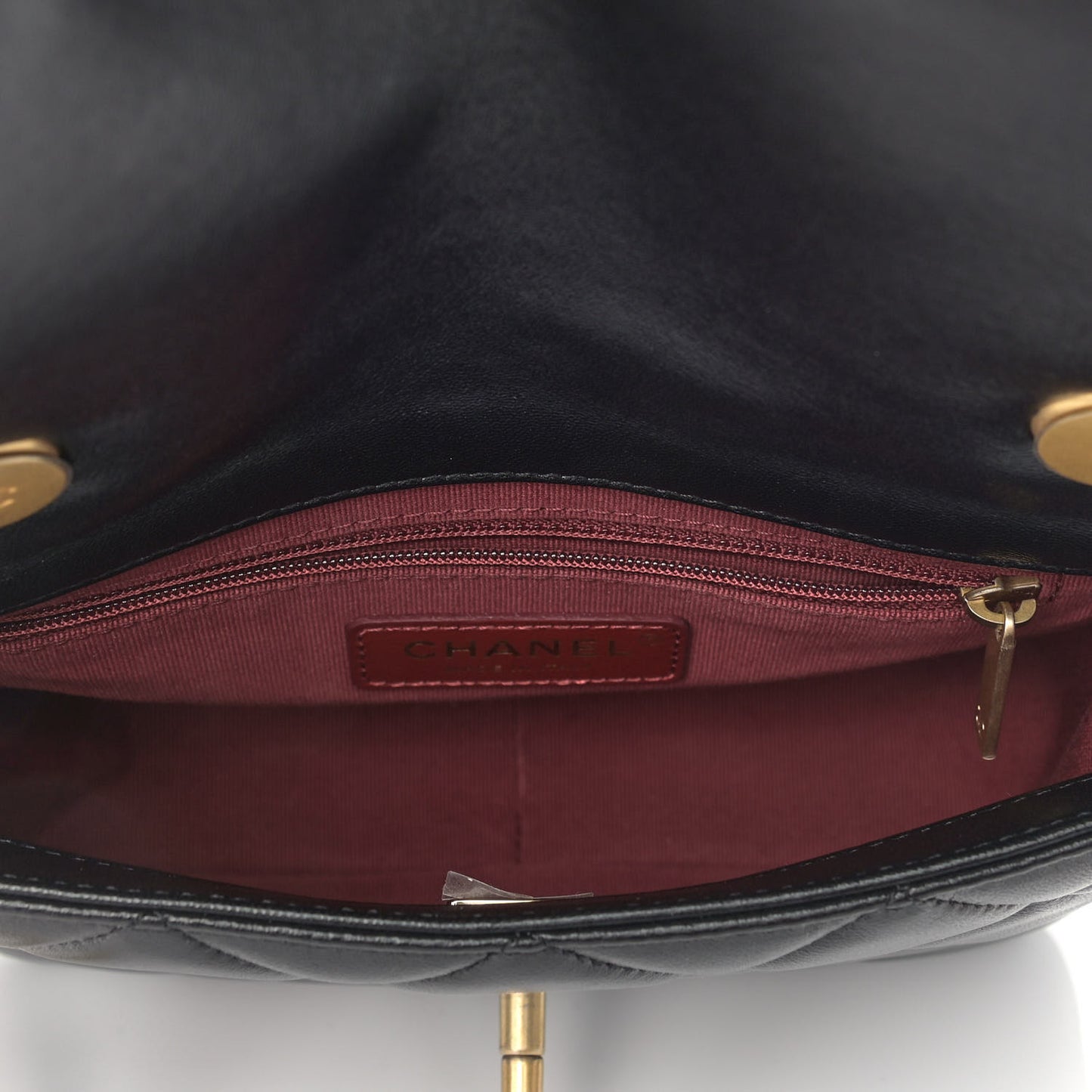 Lambskin Quilted Small Side Note Flap Black