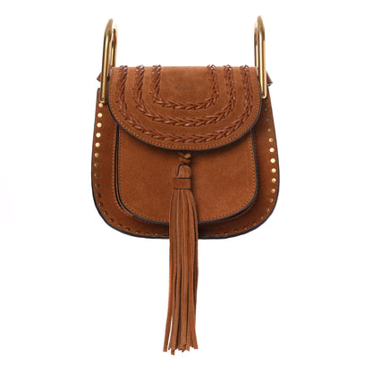 Chloe Suede Calfskin Braided Mini Hudson Shoulder Bag Caramel 1 of 8