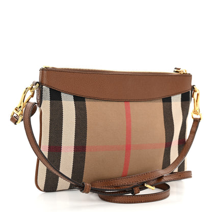 Burberry House Check Derby Peyton Crossbody Clutch Bag Tan 3 of 10